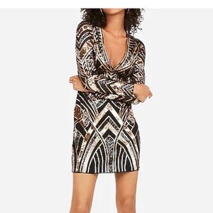 Geometric Sequin Long sleeve dress
